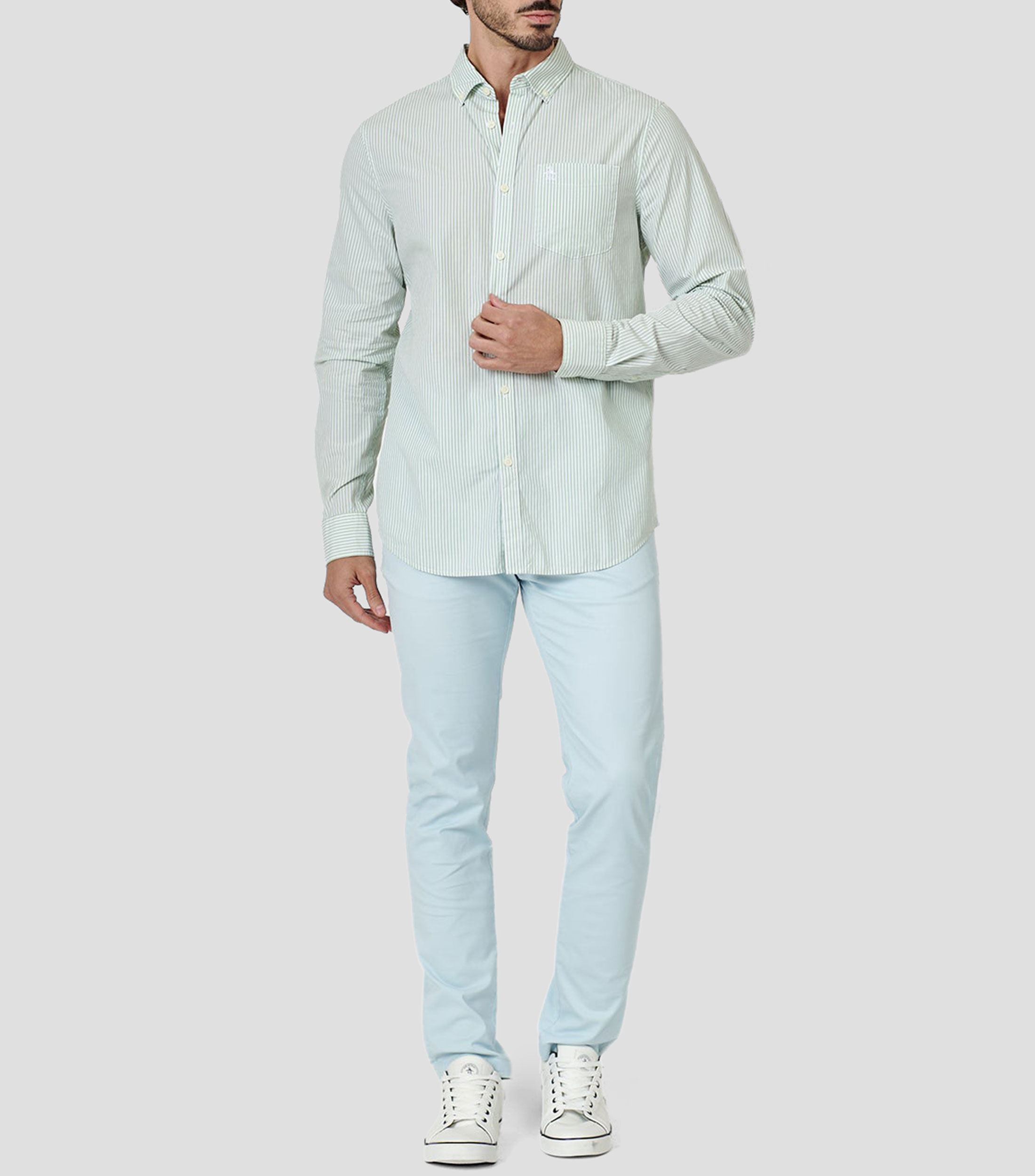 Camisa rayas manga larga Hombre